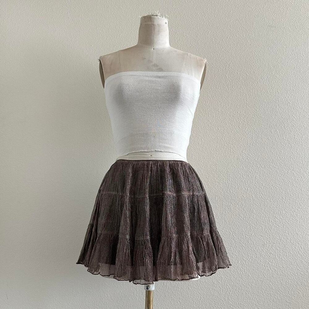 handmade gold shimmer circle ruffled mini skirt - Picture 1 of 11